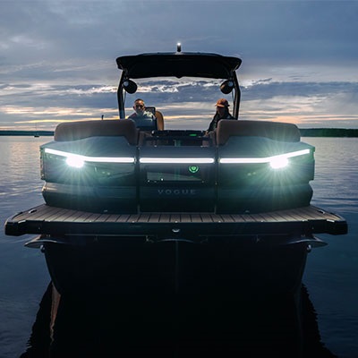 LED docking lights with ignition sequence