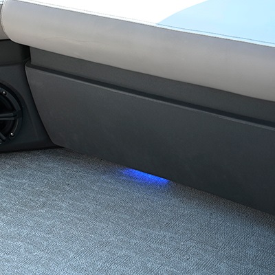 LED light under driver console and upholstery