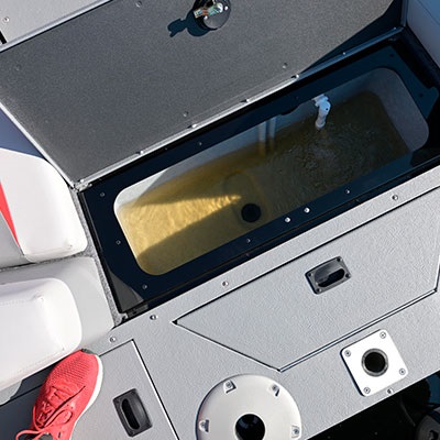 Optional stern seating area with a livewell underneath