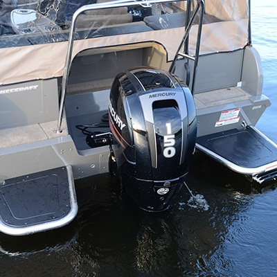 Optional rear swim platforms with stainless steel boarding ladder