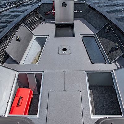 Storage under the bow casting platform