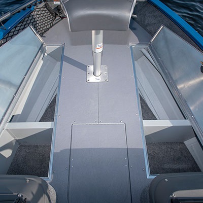 Storages integrated in the bow fishing platform