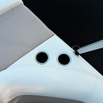 Cup holders integrated into the upholstery