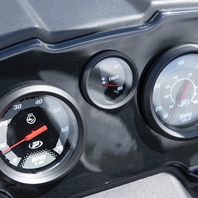 Tachometer, speedometer, and trim gauge