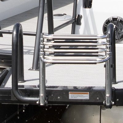 Large stern telescopic black stainless steel boarding ladder