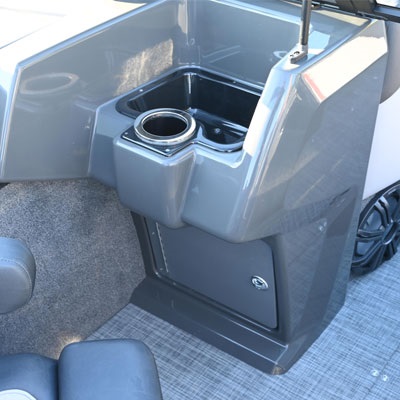 Passenger console with open storage and cup-holder