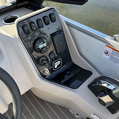 Molded dash panel with radio, toggle switches and optional wireless cell phone charger (Mood package) 