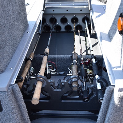 Large lockable rod organizer with tubes for 10 rods