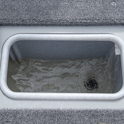 Stern electric-filled aerated livewell (64 L / 17 U.S. gal.)