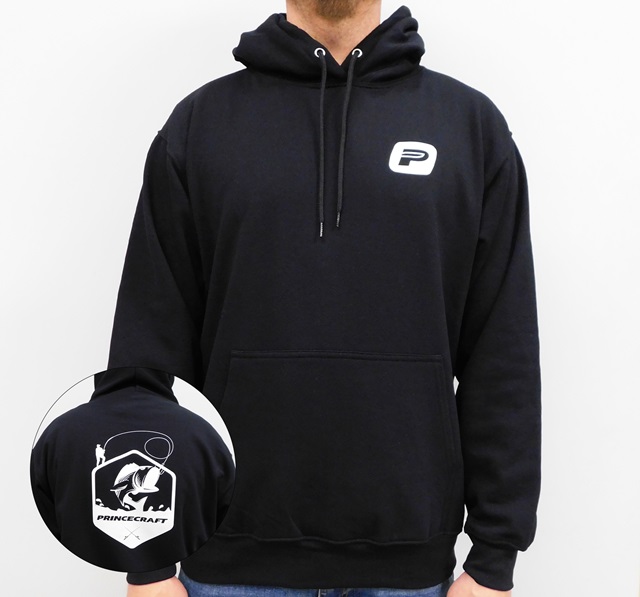 Princecraft® unisex hoodie with fisherman logo on back - Black