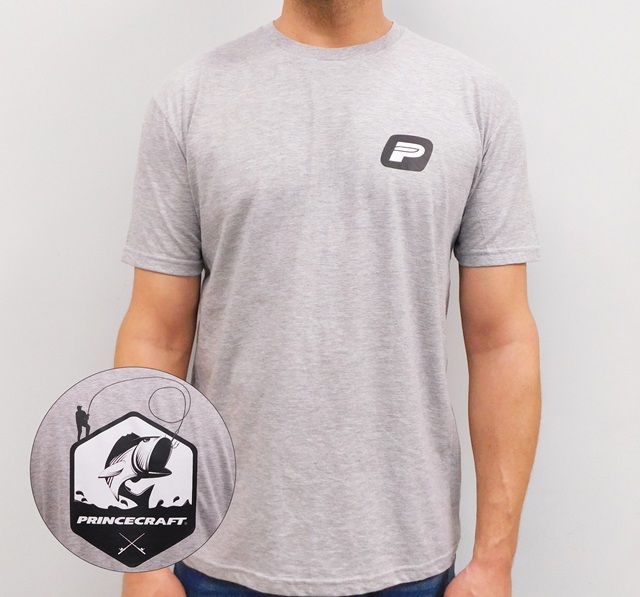 Princecraft® T-shirt with fisherman's logo on back - Gray